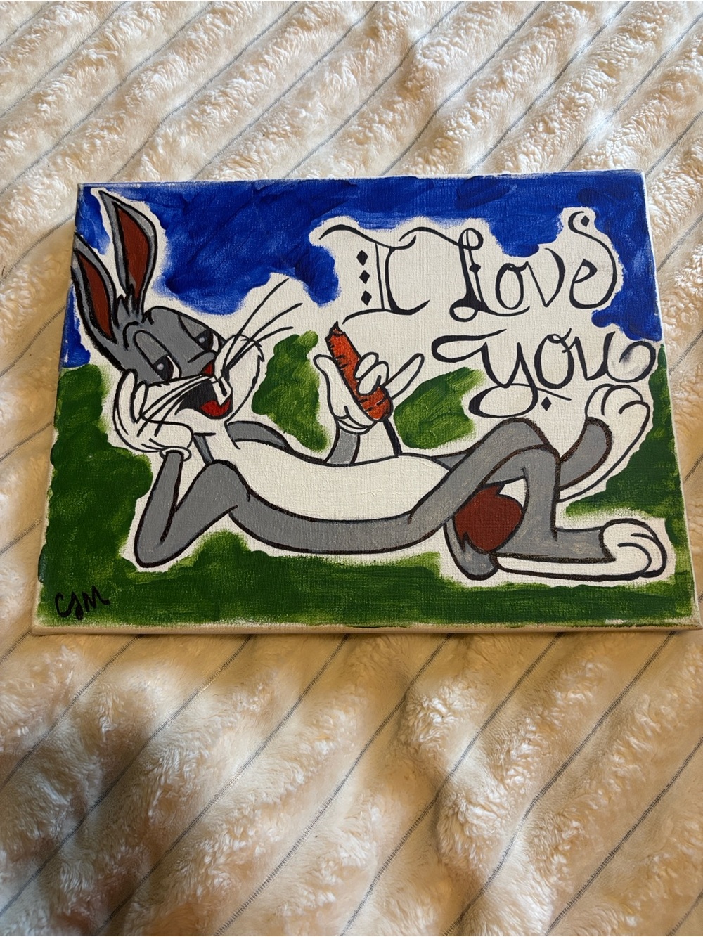 Gray Bugs Bunny 'I Love You' Canvas Art - Unbranded